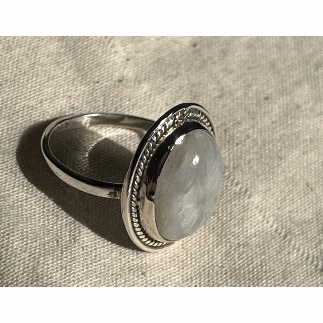 天然石シルバーリング　銀高純度　ブルースカイムーンストーン指輪　19号An48T メンズのアクセサリー(リング(指輪))の商品写真