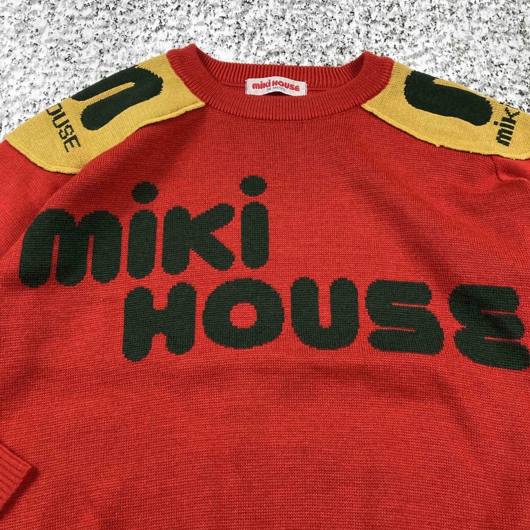 mikihouse(ミキハウス)の【90s当時物】ミキハウス　エルボーパッチ　ビッグロゴニットセーター　日本製 メンズのトップス(ニット/セーター)の商品写真