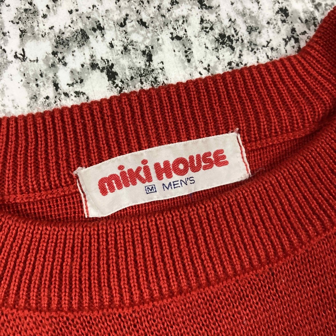 mikihouse(ミキハウス)の【90s当時物】ミキハウス　エルボーパッチ　ビッグロゴニットセーター　日本製 メンズのトップス(ニット/セーター)の商品写真