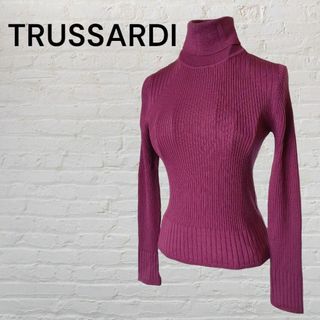 トラサルディ(Trussardi)のTRUSSARDI トラサルディ　ウール　ハイネックニット　パープル(ニット/セーター)