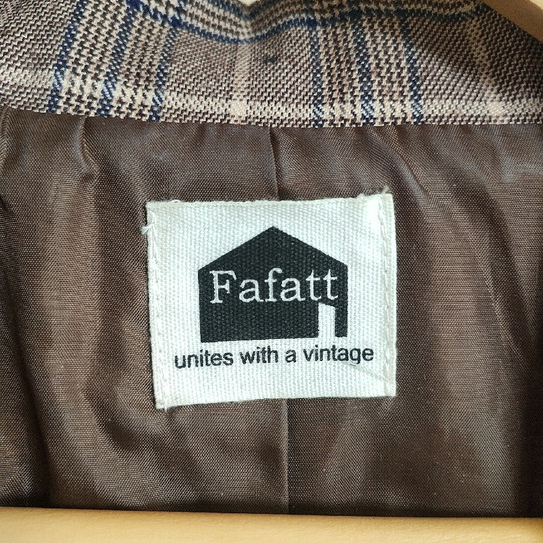 【Fafatt】ブラウンチェックジャケット レディースのジャケット/アウター(テーラードジャケット)の商品写真
