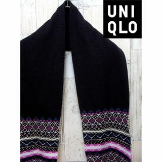 ユニクロ(UNIQLO)のユニクロ UNIQLO 7(kidsM相当）ブラック マフラー(その他)