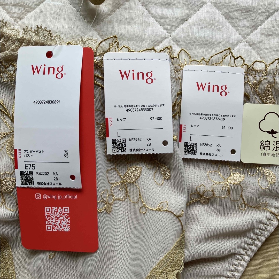 Wacoal(ワコール)のWacoal wing【エアリーソフトブラ】E75ブラ&ペアショーツLサイズ レディースの下着/アンダーウェア(ブラ&ショーツセット)の商品写真