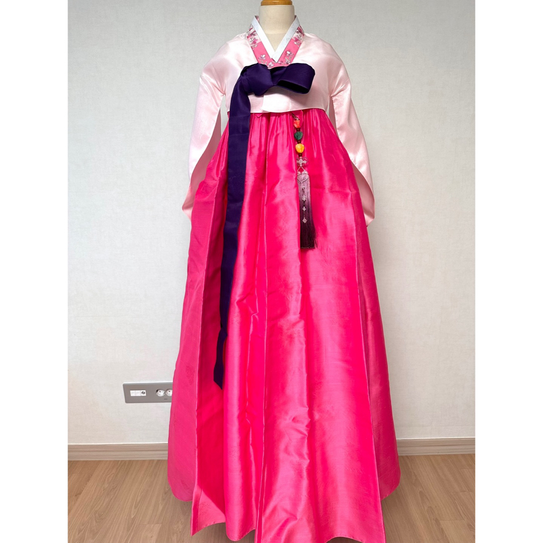 チマチョゴリ 高級化繊 桜ピンク 6点セット 韓国伝統服の通販 by チマチョゴリ 高級化繊 桜ピンク 6点セット 韓国伝統服の通販 by