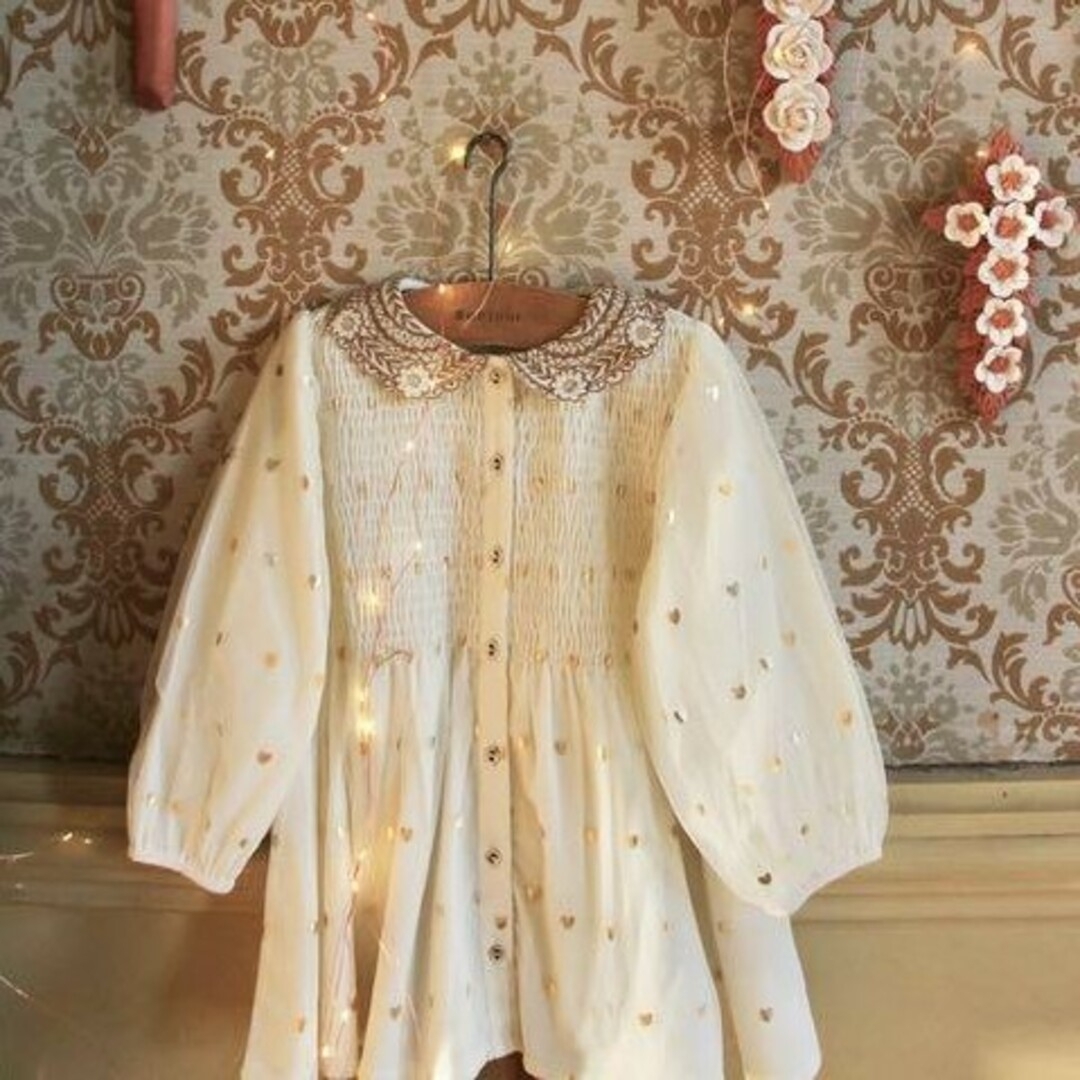 ay様専用　Bonjour diary Gold heart tulle キッズ/ベビー/マタニティのキッズ服女の子用(90cm~)(ブラウス)の商品写真