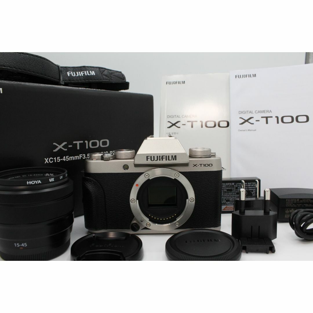 富士フイルム(フジフイルム)の＜化粧箱付き！！＞＞【新級品】FUJIFILM ミラーレス一眼 X-T100レンズキット シャンパンゴールド X-T100LK-G #LE2023629 スマホ/家電/カメラのカメラ(ミラーレス一眼)の商品写真