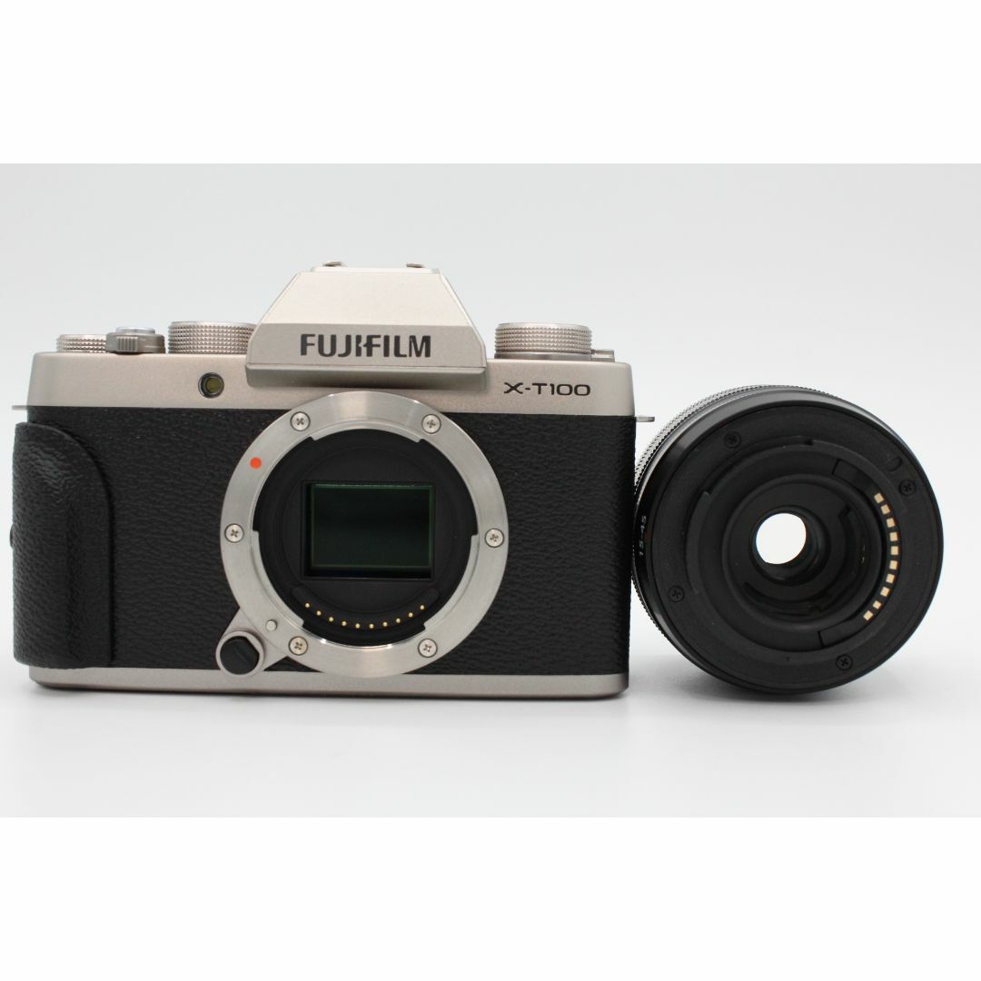 富士フイルム(フジフイルム)の＜化粧箱付き！！＞＞【新級品】FUJIFILM ミラーレス一眼 X-T100レンズキット シャンパンゴールド X-T100LK-G #LE2023629 スマホ/家電/カメラのカメラ(ミラーレス一眼)の商品写真