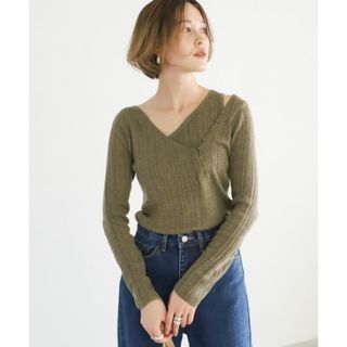 セレクトモカ(SELECT MOCA)のselect MOCA ニットカットソー 重ね着風 アシンメトリー リブ(カットソー(長袖/七分))