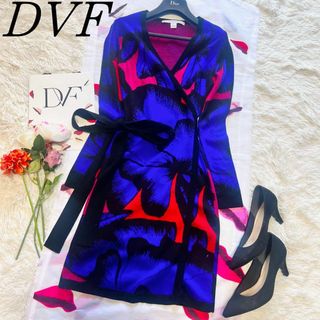 ダイアンフォンファステンバーグ(DIANE von FURSTENBERG)の【美品】DIANEvonFURSTENBERG ニットラップワンピース  S(ひざ丈ワンピース)