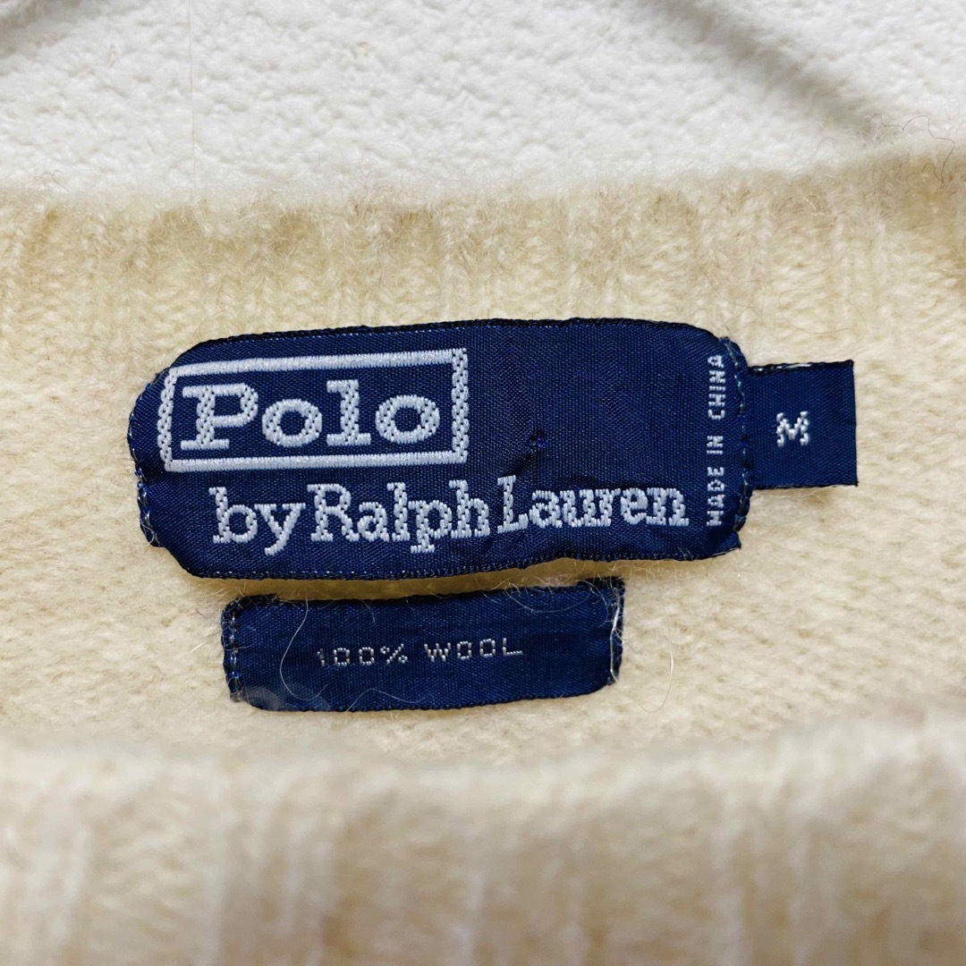 POLO RALPH LAUREN(ポロラルフローレン)の90年代ビンテージ　ポロ バイ　ラルフローレン　刺繍ポロベアー　ボロニット メンズのトップス(ニット/セーター)の商品写真