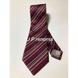 ユーピーレノマ(U.P renoma)の美品◾️ U.P renoma レノマ　ネクタイ　ストライプ　ボルドー(ネクタイ)