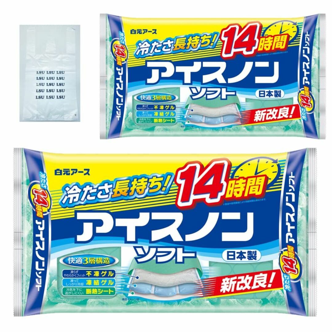 【2個＋レジ袋】 白元アース アイスノンソフト 保冷枕コスメ/美容