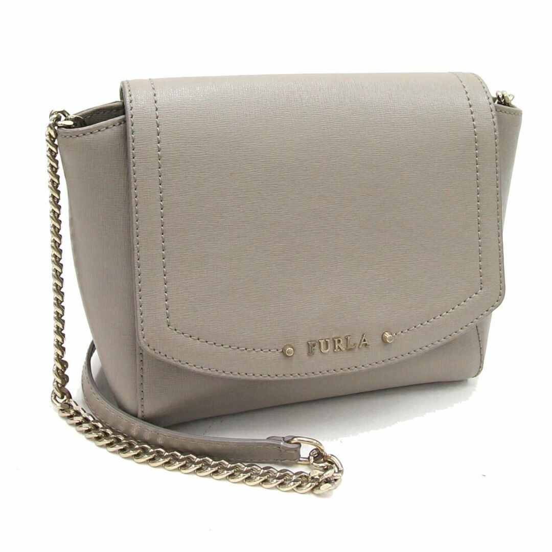 【美品】FURLA ジャダ 2way ハンドバッグ レザー ロゴ金具 グレージュ