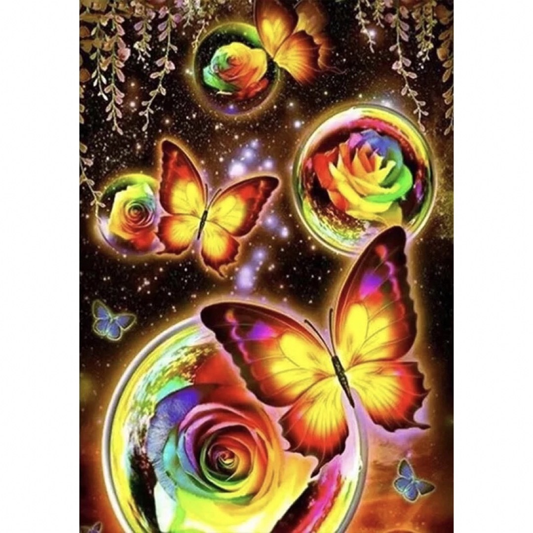 ALLオーロラビーズダイヤモンドアートキット　フルオーロラ　蝶々　40色 ハンドメイドのインテリア/家具(アート/写真)の商品写真