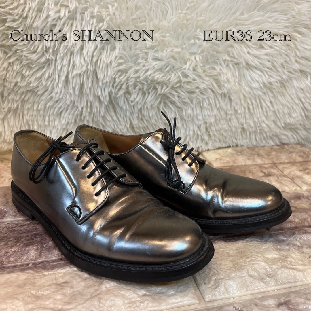 Church’s "Shannon" シルバー　レースアップ　23cm イタリアChurch