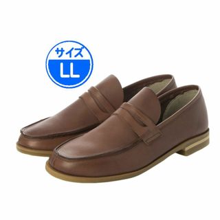 【新品 未使用】本革 レディースローファー ブラウン LL 茶色 GK046(ローファー/革靴)