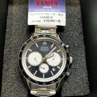 エルジン(ELGIN)のELGINクロノグラフ クォーツ ブラック(腕時計(アナログ))