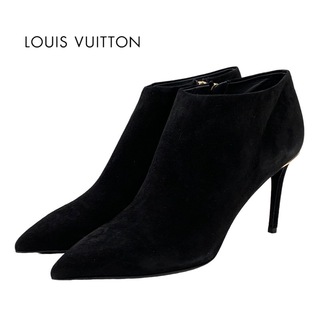 ルイヴィトン(LOUIS VUITTON)のルイヴィトン LOUIS VUITTON ブーツ ショートブーツ 靴 シューズ スエード ブラック 黒 ゴールド ブーティ(ブーツ)