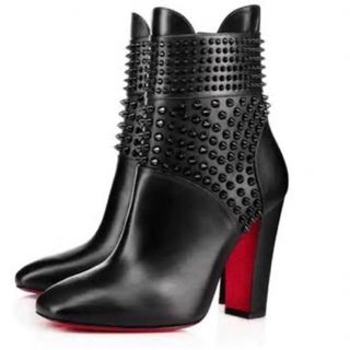 クリスチャン ルブタン／Christian Louboutin ブーティ ショートブーツ シューズ 靴 レディース 女性 女性用エナメル パテント レザー 革 本革 ブラック 黒  BELLE 85 PATENT SOFT ショートブーツ サイドジップ ハイヒール