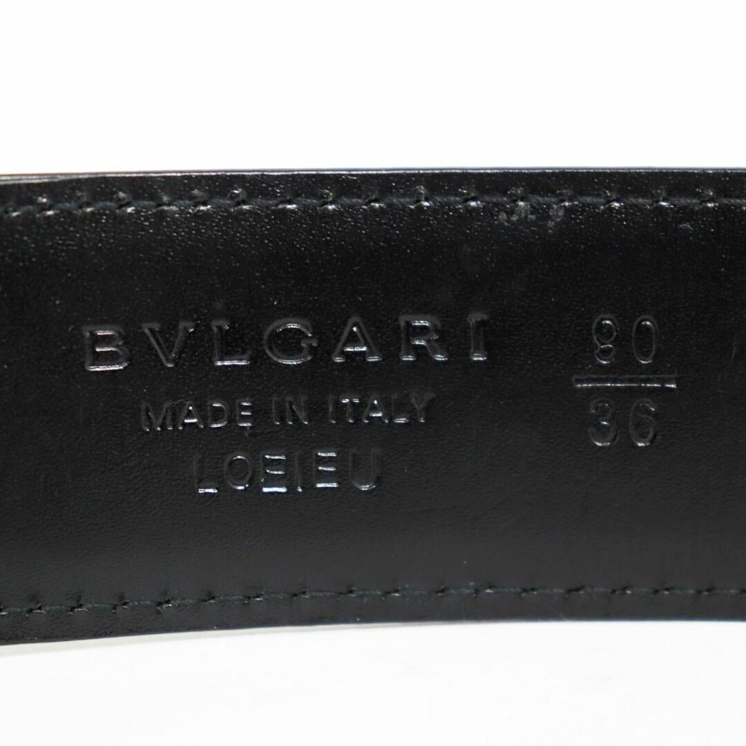 BVLGARI(ブルガリ)の【ドンドン見直し】良品●BVLGARI ブルガリ アショーマ シルバーバックル ロゴ入り レザーベルト ブラック 90/36 イタリア製 メンズ メンズのファッション小物(ベルト)の商品写真