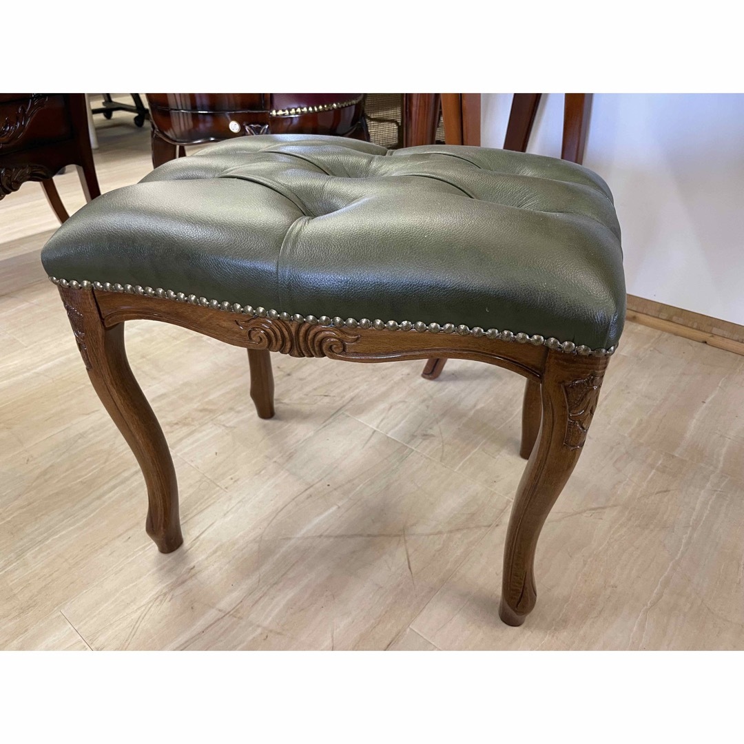 イタリア製 本革スツール 椅子 イス アンティーク 輸入家具 チェアー イタリア