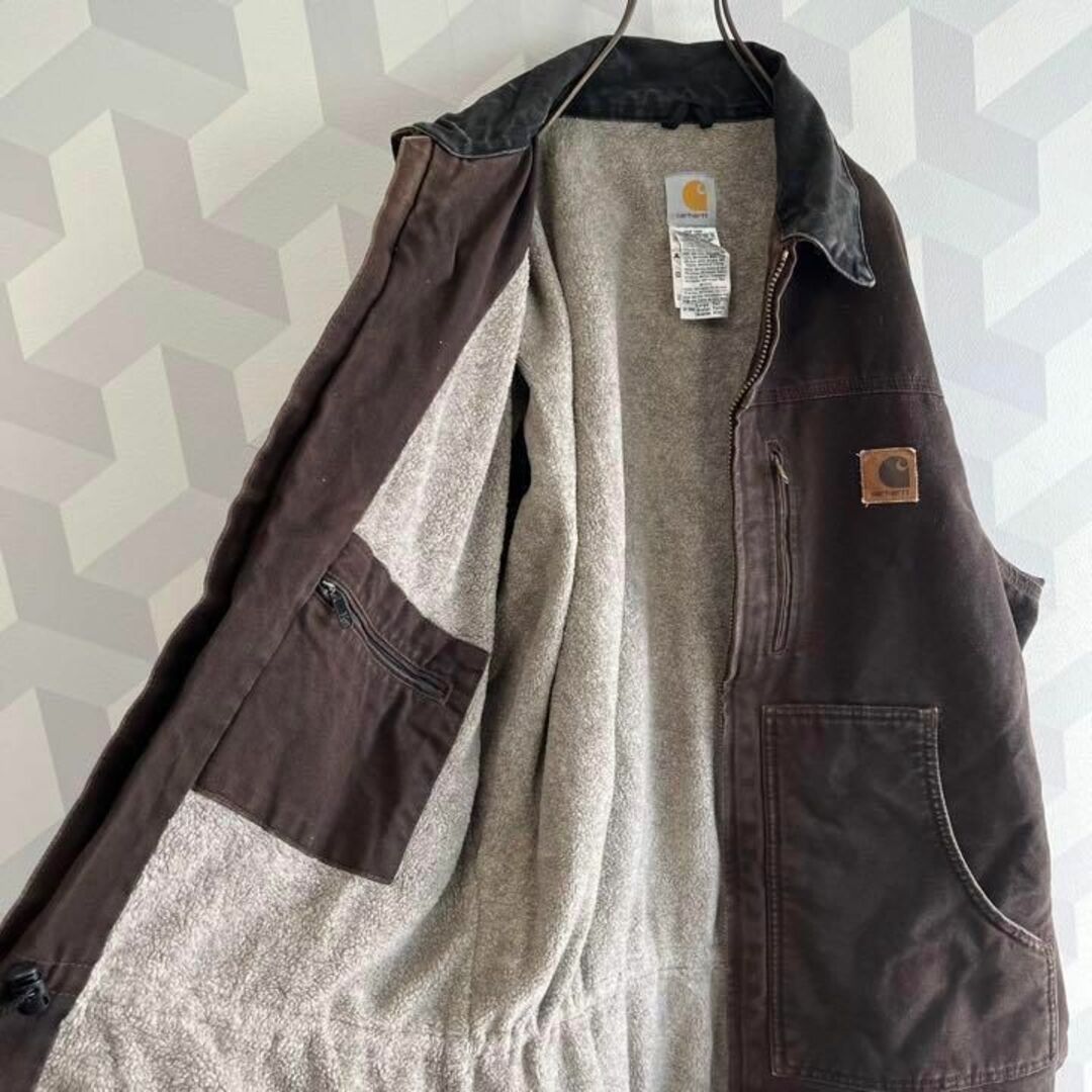 【カーハート】メキシコ製 内ボア ダックカバーオール 茶 Carhartt