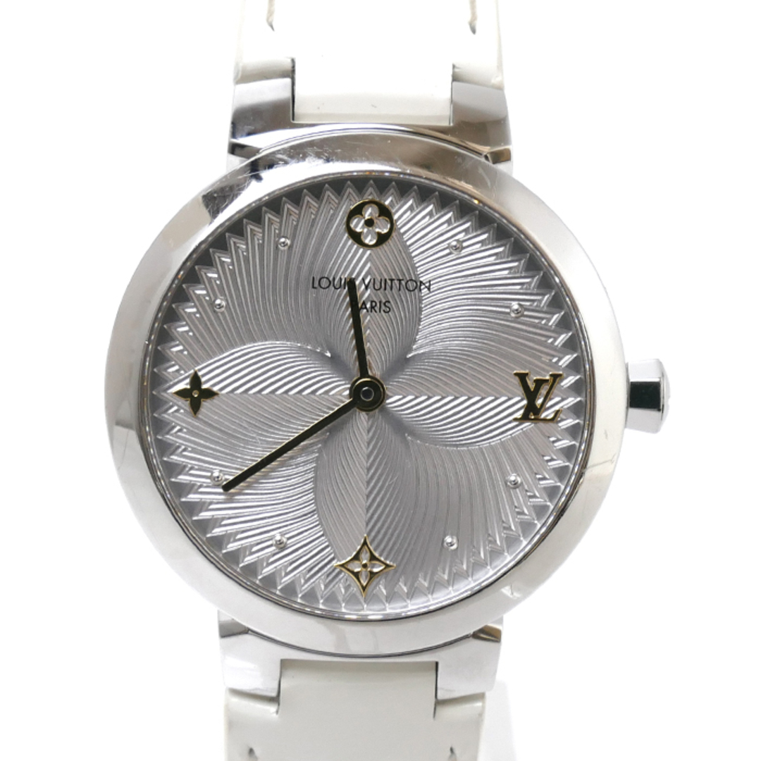 人気絶頂 LOUIS レディース【中古】 QA014 電池式 腕時計 メタリックフラワー スリム タンブール ルイ・ヴィトン VUITTON 腕時計