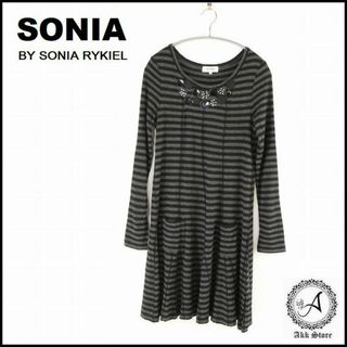 美品 SONIA RYKIEL 花柄 総柄 デザインワンピース ブラック