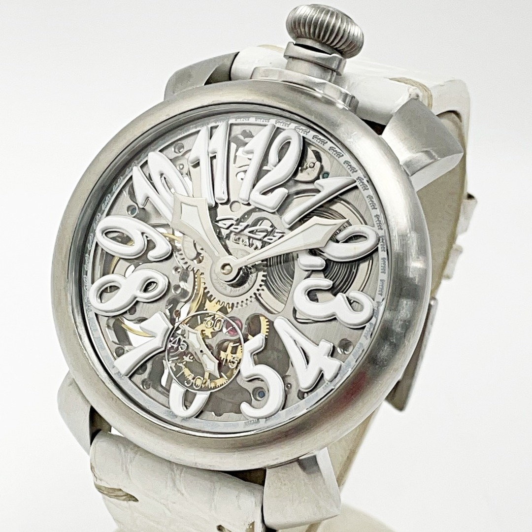 ☆☆GAGA MILANO ガガミラノ MANUALE 48 5310.01 スケルトン 手巻き レザー メンズ 腕時計腕時計(アナログ)