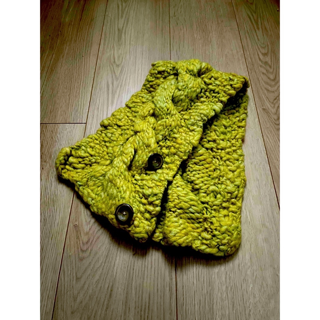縄編みショートマフラー ハンドメイドのファッション小物(マフラー/ストール)の商品写真