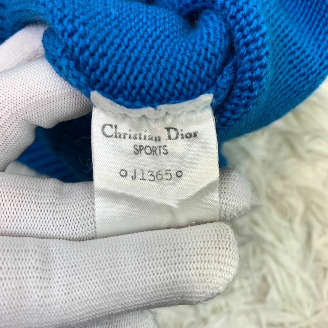 Christian Dior(クリスチャンディオール)の希少★クリスチャンディオール スポーツ ニット 厚手 ワッペン 青　A803 レディースのトップス(ニット/セーター)の商品写真