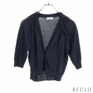 ブルネロクチネリ(BRUNELLO CUCINELLI)の ショート カーディガン 半袖 カシミヤ シルク ネイビー(カーディガン)