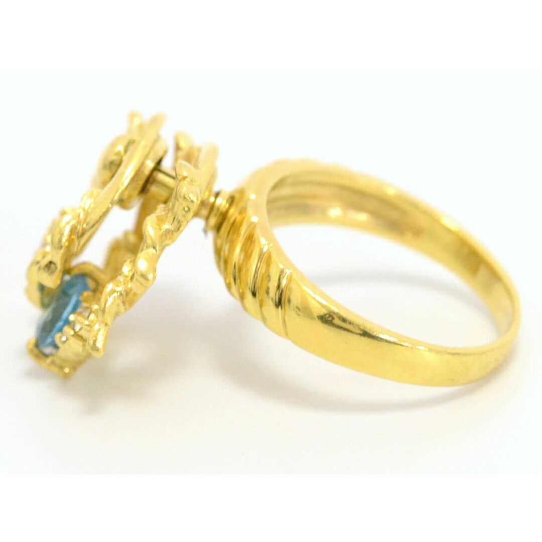 本物 ブルートパーズ ダイヤモンド 0.14ct K18 YG リング 指輪 11号 イエローゴールド ブルー アクセサリー ジュエリー 中古 レディースのアクセサリー(リング(指輪))の商品写真