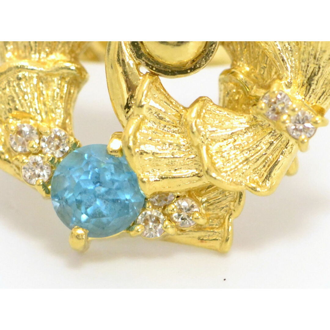 本物 ブルートパーズ ダイヤモンド 0.14ct K18 YG リング 指輪 11号 イエローゴールド ブルー アクセサリー ジュエリー 中古 レディースのアクセサリー(リング(指輪))の商品写真