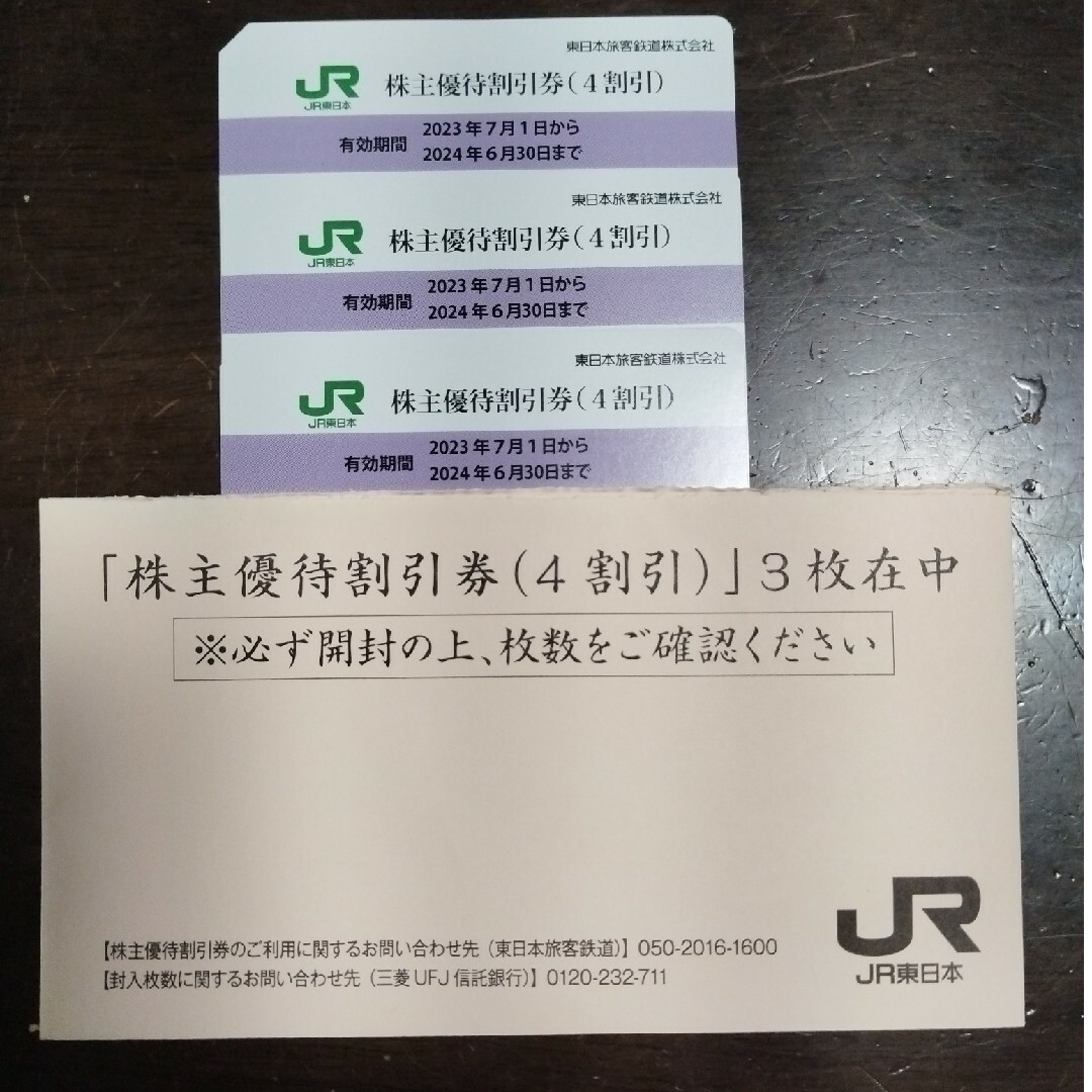 JR東日本 株主優待割引券（４割引）３枚のサムネイル