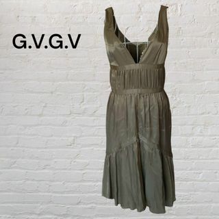 ジーヴィジーヴィ(G.V.G.V.)のG.V.G.V ジーヴィージーヴィー　シルク混　ノースリーブワンピース　茶(ひざ丈ワンピース)