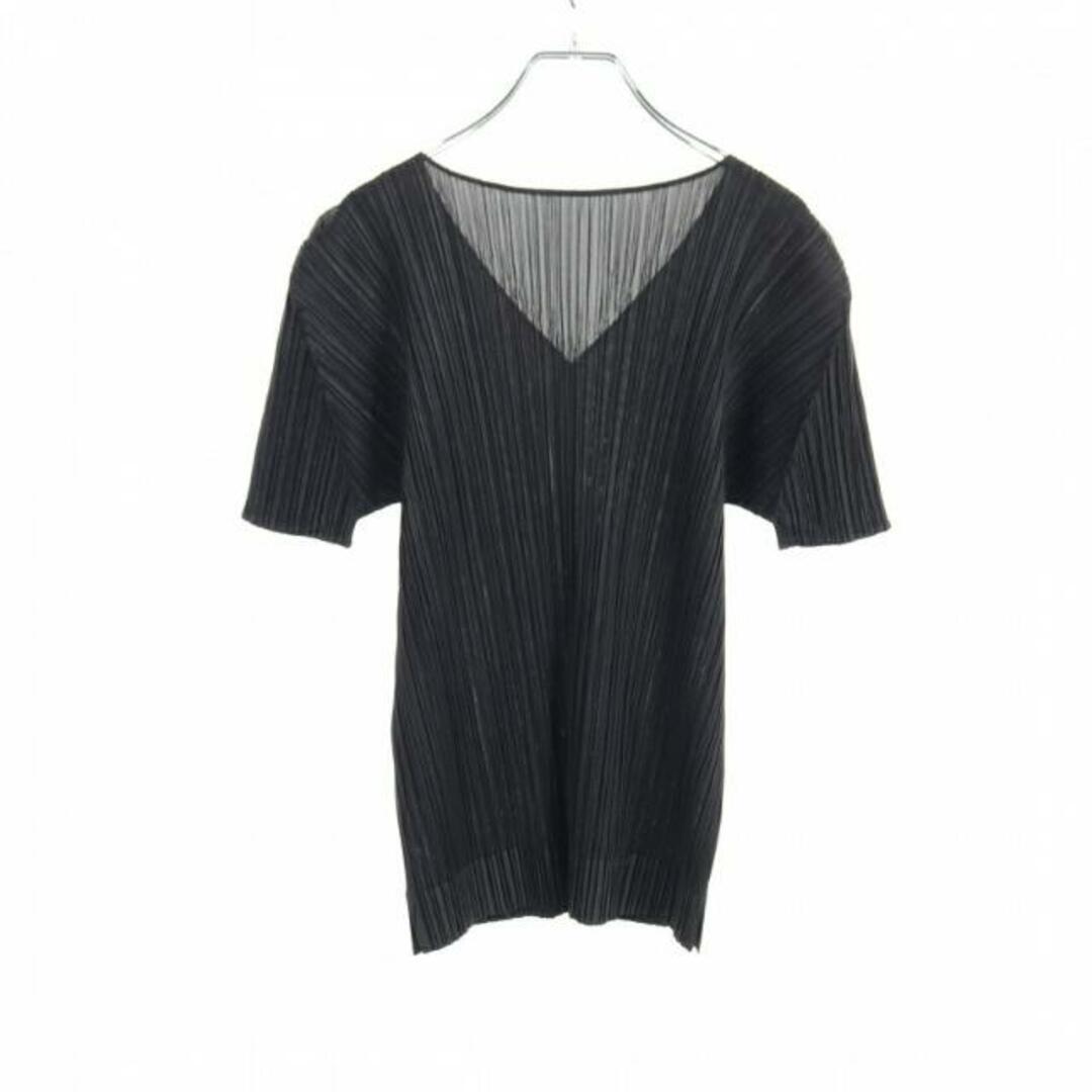 PLEATS PLEASE ISSEY MIYAKE(プリーツプリーズイッセイミヤケ)の プリーツ トップス Vネック ブラック レディースのトップス(カットソー(半袖/袖なし))の商品写真