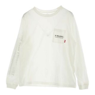 ダブルタップス(W)taps)のWTAPS ダブルタップス カットソー クルーネック 丸首 コットン MILSPECC 長袖 Tシャツ ホワイト系 1【中古】(Tシャツ/カットソー(七分/長袖))