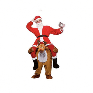 サンタクロース クリスマス衣装トナカイに乗ったサンタ　立体ズボン(上着付きなし)(衣装一式)