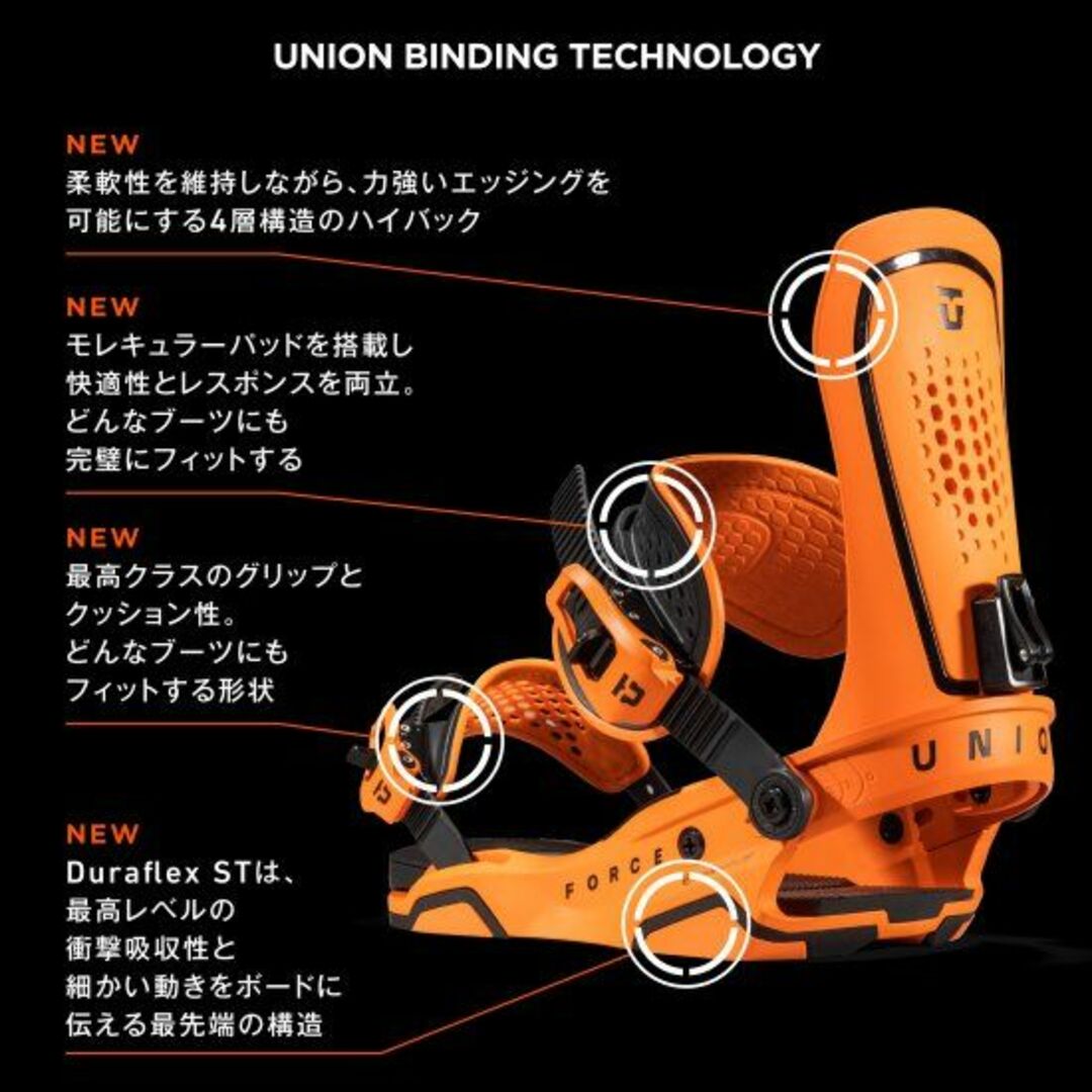 UNIONユニオン2024【FORCE】BALCK黒 M(25-28cm) スポーツ/アウトドアのスノーボード(バインディング)の商品写真