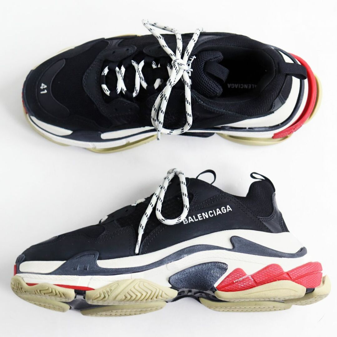 【ドンドン見直し】美品●BALENCIAGA バレンシアガ TRIPLE S/トリプル 533882 レザー使い ロゴ刺繍入  ダッドスニーカー/シューズ 27cm