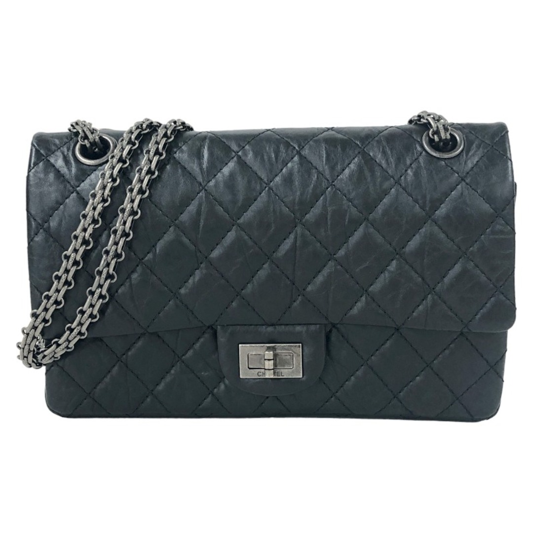 シャネル CHANEL 2.55 マトラッセチェーンショルダーバッグ A37586 13番台 ブラック シルバー金具 エイジドカーフ レディース ショルダーバッグ約15cmマチ