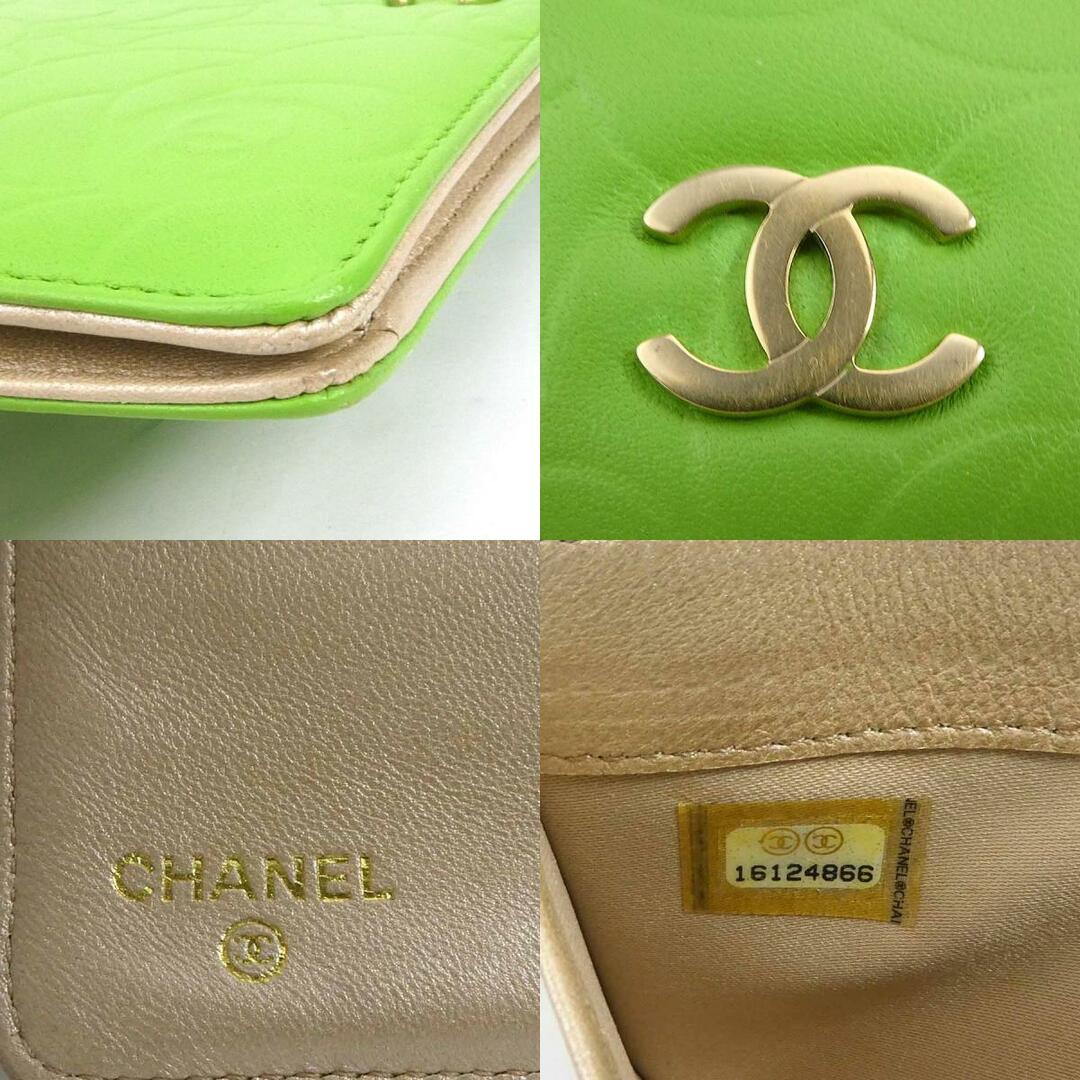 CHANEL - シャネル CHANEL 二つ折り長財布 カメリア ココマーク レザー