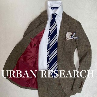 アーバンリサーチ(URBAN RESEARCH)のURBAN RESEARCH クリーニング済　Mツイード　セットアップ　オリーブ(セットアップ)