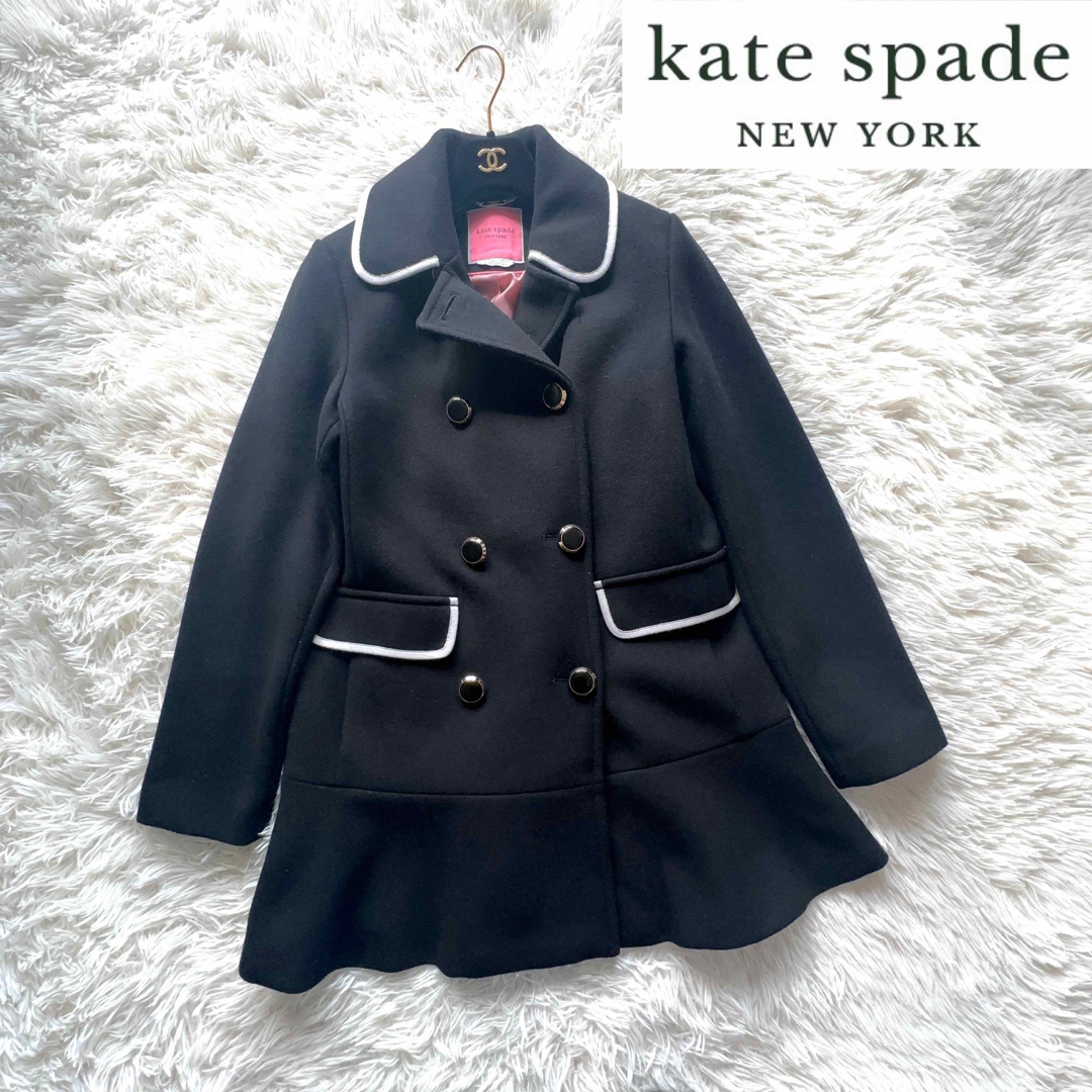 コメントありがとうございますkate spade newyork　美品　 黒コート　110cm