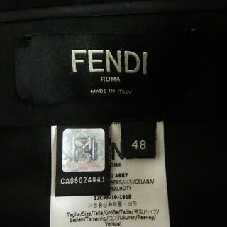 86cm股上極美品□2019年製 FENDI/フェンディ FB0532 チェーン サイドライン トラウザーパンツ/スラックス ブラック 48 イタリア製 正規品 メンズ