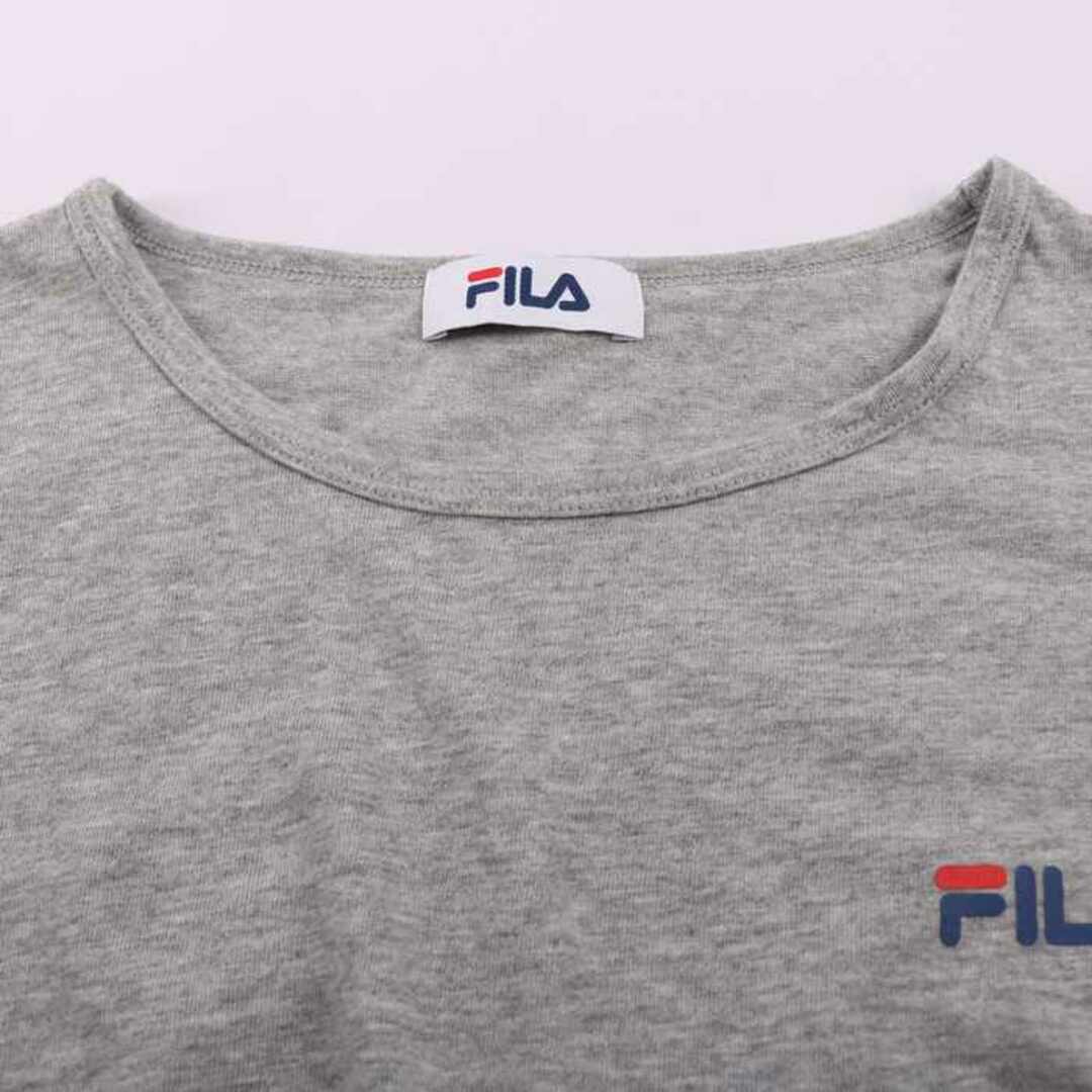 FILA(フィラ)のフィラ 長袖Tシャツ 無地 ワンポイントロゴ 大きいサイズ レディース 3Lサイズ グレー FILA レディースのトップス(Tシャツ(長袖/七分))の商品写真