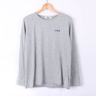 フィラ(FILA)のフィラ 長袖Tシャツ 無地 ワンポイントロゴ 大きいサイズ レディース 3Lサイズ グレー FILA(Tシャツ(長袖/七分))