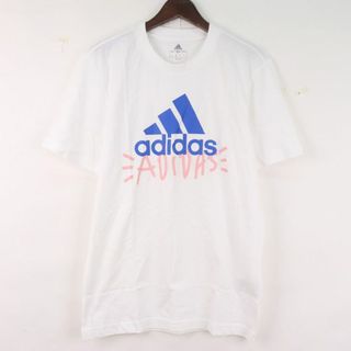 アディダス(adidas)のアディダス 半袖Tシャツ インナーシャツ スポーツウエア― 胸プリント 白 綿100% メンズ Sサイズ ホワイト adidas(Tシャツ/カットソー(半袖/袖なし))