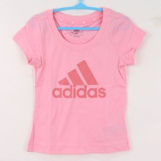 アディダス(adidas)のアディダス 半袖Tシャツ インナーシャツ スポーツウエア― 胸プリント 綿100% キッズ 女の子用 100サイズ ピンク adidas(Tシャツ/カットソー)